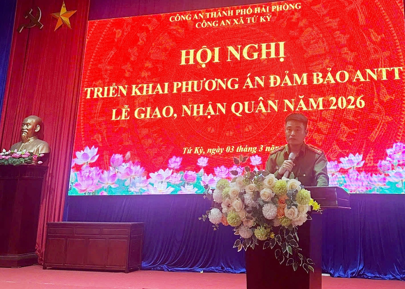 Công an xã Tứ Kỳ triển khai phương án bảo đảm an ninh, trật tự Lễ giao, nhận quân năm 2026